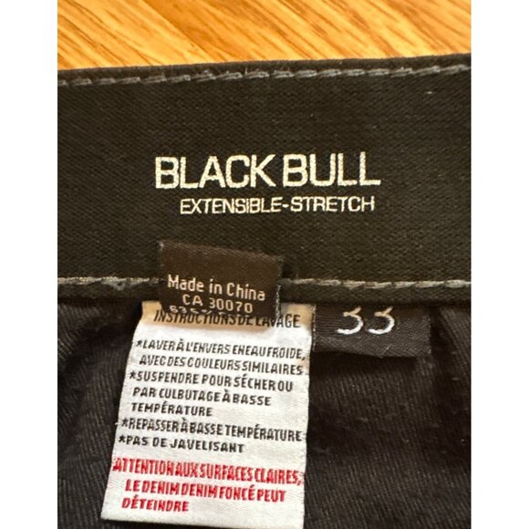 Black Bull Mens Stretch Denim Jeans Size 33 Slim Fit Black Dark Wash - Picture 5 of 9